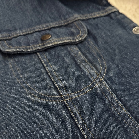 Vintage Sears Roebuck Western Wear Denim Sherpa Lined Snap Front Vest Men's 44R - Picture 7 of 13